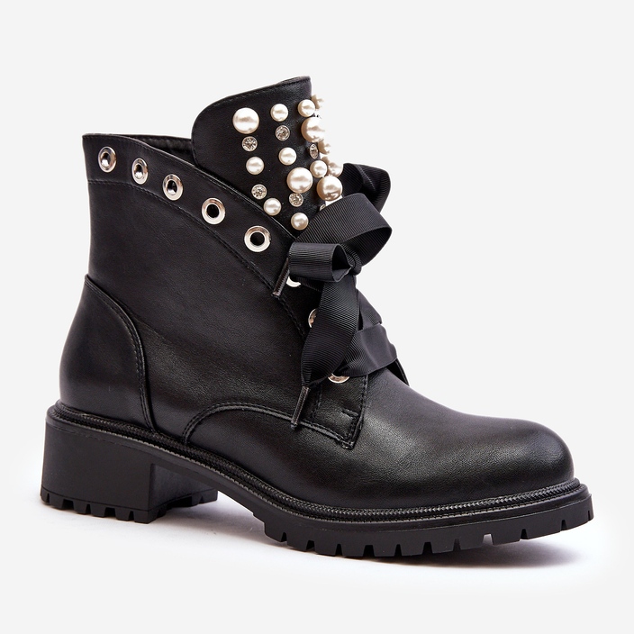 Botas Femininas Decoradas com Zíper Preta Elonte preto 2
