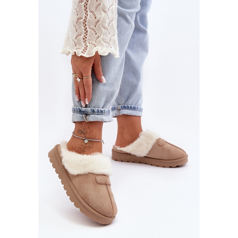 Botas femininas de neve com pele de carneiro bege Villene 2