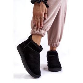 Curre as botas de neve com baixo teor de camurça feminina preto 1