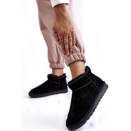 Curre as botas de neve com baixo teor de camurça feminina preto 2