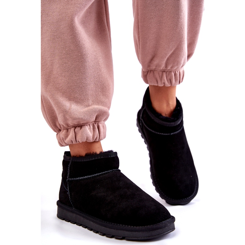 Curre as botas de neve com baixo teor de camurça feminina preto 5