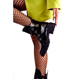 S.Barski Botas isoladas envernizadas femininas com strass preto 2