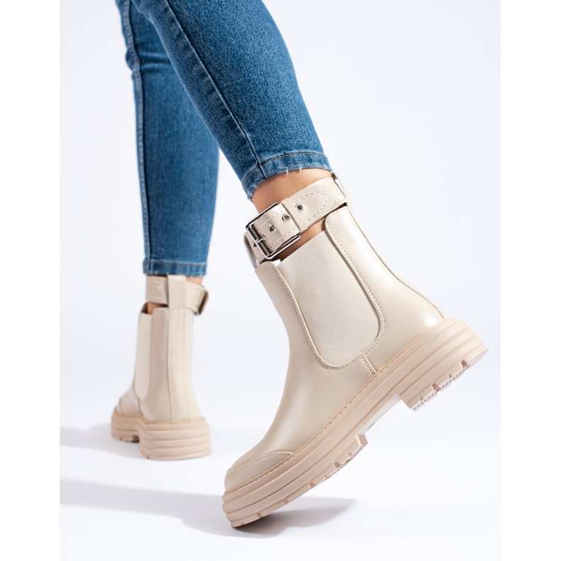 Botas Chelsea femininas bege da Shelovet 1