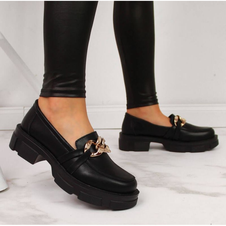 Sapatos de couro com corrente Filippo W PAW252, preto 2