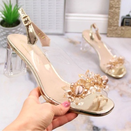 Sandálias transparentes de salto alto D&amp;A W OLI191B, douradas dourado 1