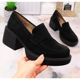 Filippo W DP4685/23 mocassins de couro com salto alto preto 1