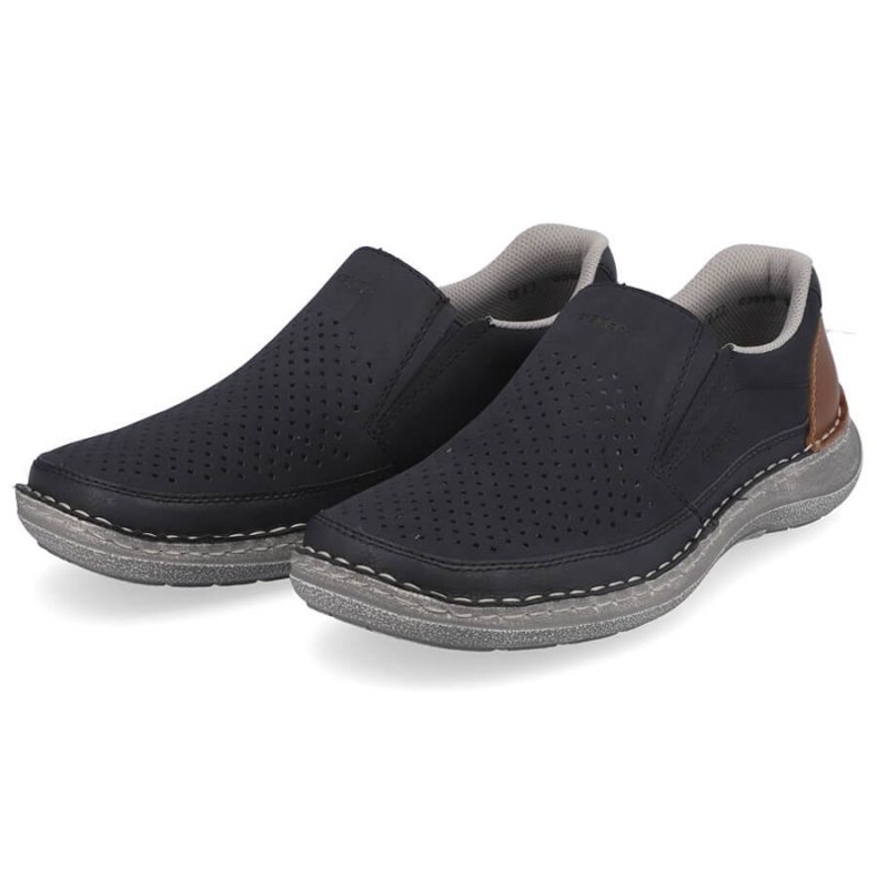 Confortáveis ​​sapatos perfurados Rieker M RKR579, azul marinho 2