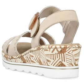 Sandálias de cunha confortáveis ​​Rieker W RKR595, bege 2