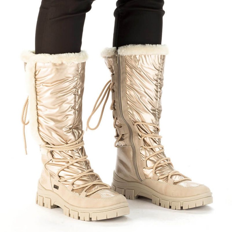 Botas altas impermeáveis ​​para neve Rieker W RKR640, bege 2