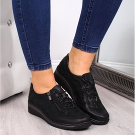 Sapatos de couro brilhante Helios W H334B, pretos 2