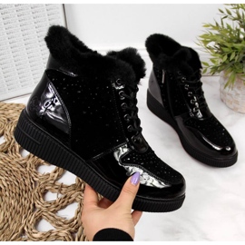 Botas isoladas de couro na plataforma Rieker W 93312, pretas preto 1