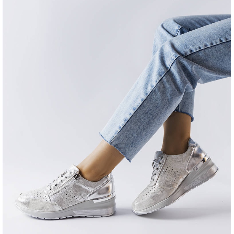 Goodin Sapatos de couro vazados prata Jazzar 1