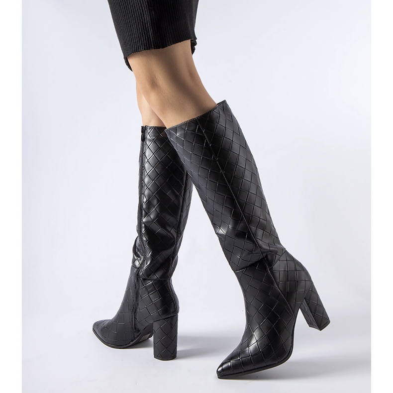 Botas pretas decoradas com acolchoado Brannon preto 1