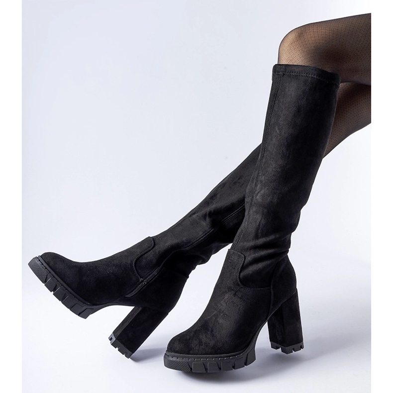 Botas pretas com salto Marquette enorme preto 1