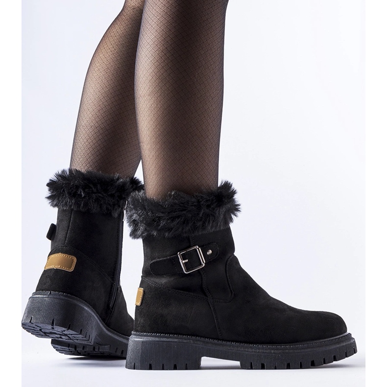 Botas isoladas pretas com pele Odetta preto 1