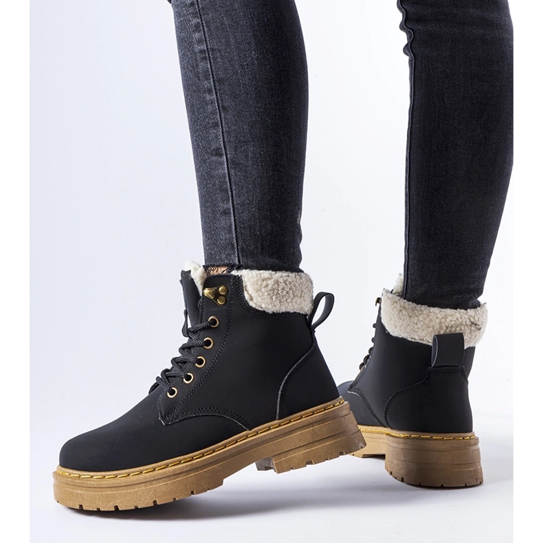 Botas de trabalho pretas com isolamento Burgondi preto 1