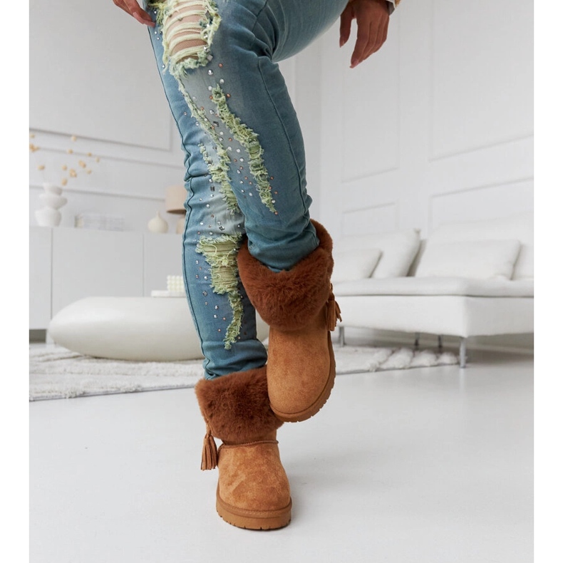 Botas de neve Geradino marrons forradas com pele marrom 1