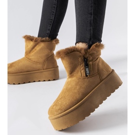 Botas de neve marrons com plataforma de pontos marrom 1