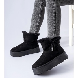 Botas de neve pretas com plataforma de pontos preto 2