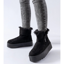 Botas de neve pretas com plataforma de pontos preto 1