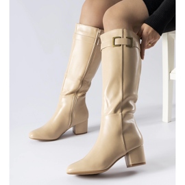 Botas de salto alto Cerullo com isolamento bege 1