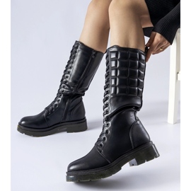 Botas de cano alto pretas decoradas com quilting Bel preto 1