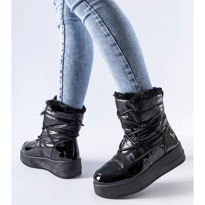 Botas de neve Harold com isolamento preto e patente 1