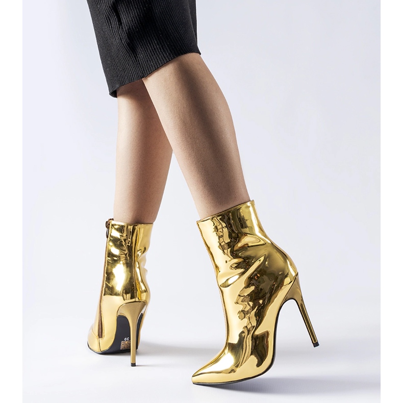 Botins de salto agulha dourados Gaetana 1