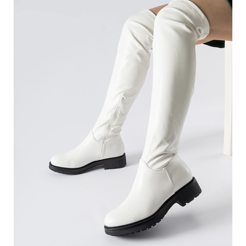 Botas longas brancas com sola Sisson escura branco 1