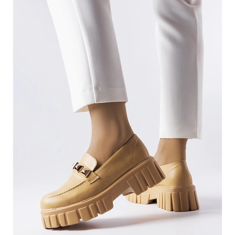 Mocassins plataforma Frisco bege 1
