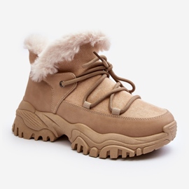 Botas Trapper Femininas Com Pele, Bege Cresandi 1