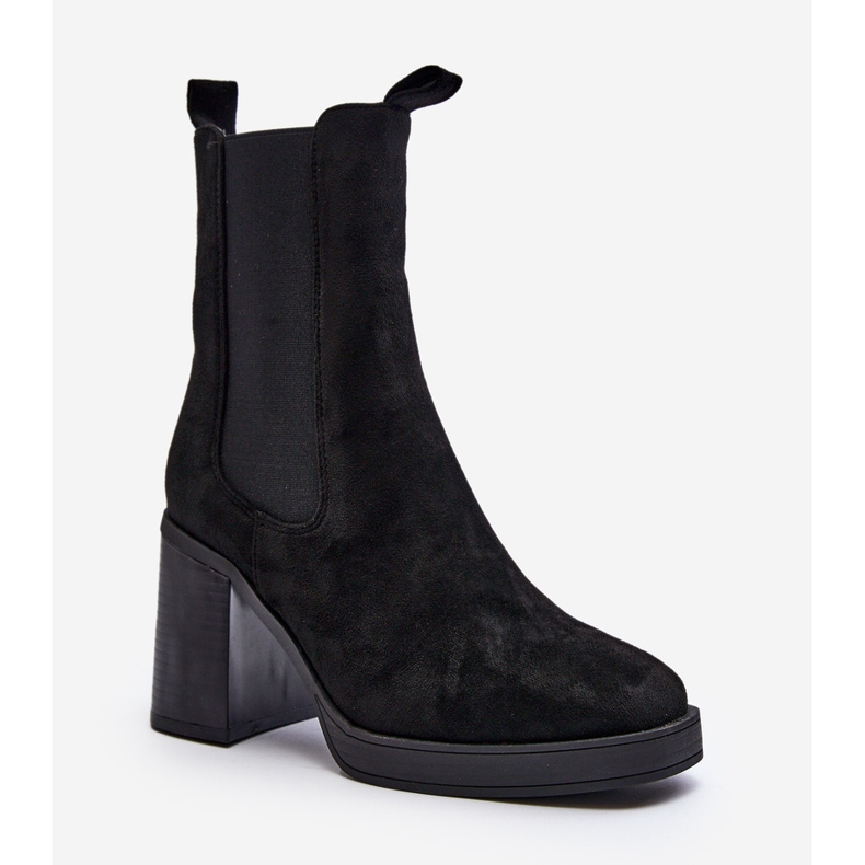 Botas femininas pretas de salto grosso Piovere preto 1