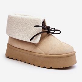 Botas de neve com plataforma em pele de carneiro, bege claro Olimuka 1