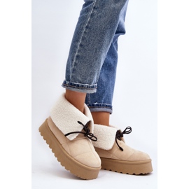 Botas de neve com plataforma em pele de carneiro, bege claro Olimuka 2