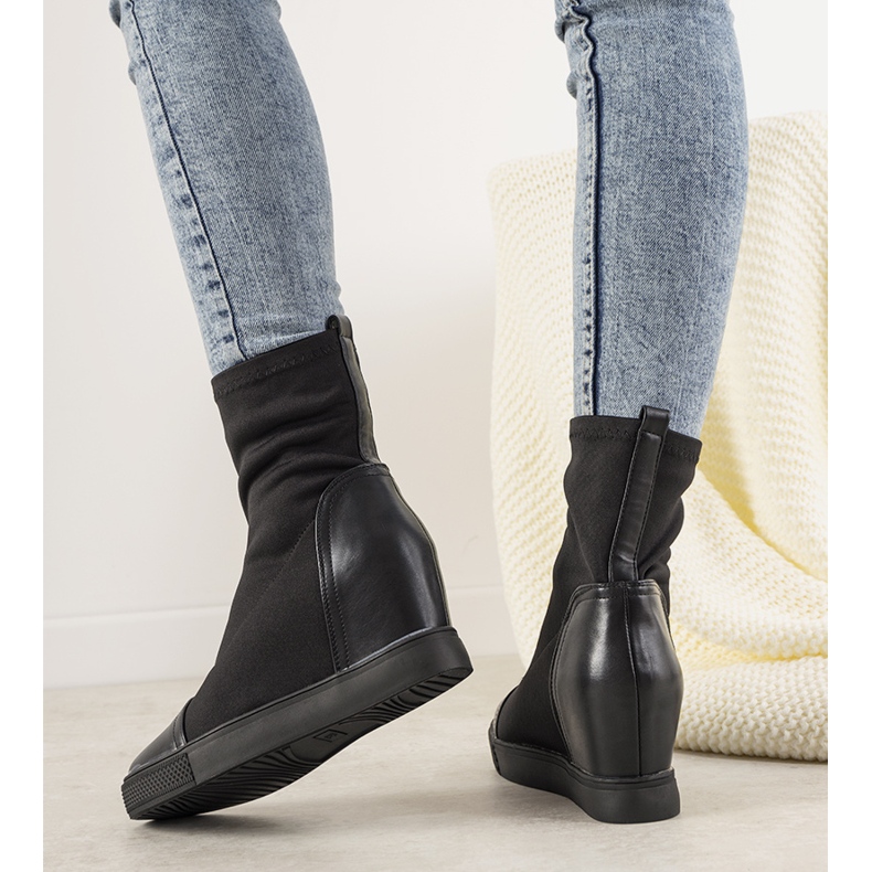 Tênis elástico preto cunha Partida 1