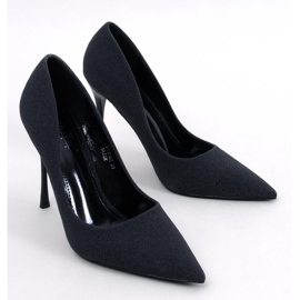 Salto alto brilhante com partículas Diamoi Black preto 1