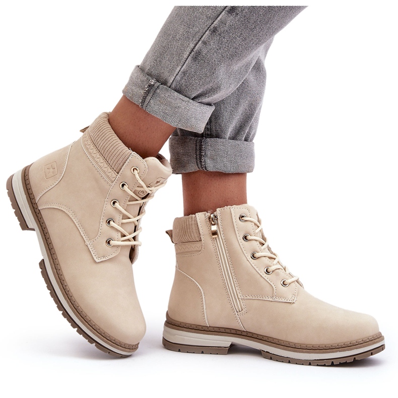 News Botas femininas com isolamento de couro bege Bimena 4