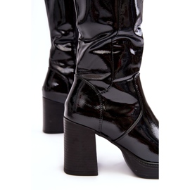 Diamantique Botas femininas de salto alto envernizadas pretas Efatina preto 4