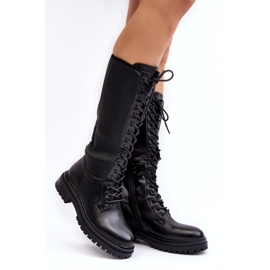 Super Mode Botas com cordões acima do joelho Preto Idandrou 1