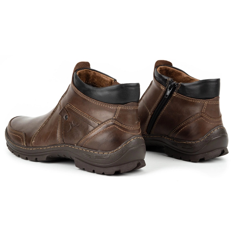 Olivier Botas masculinas de couro de inverno 352MP marrom escuro 4