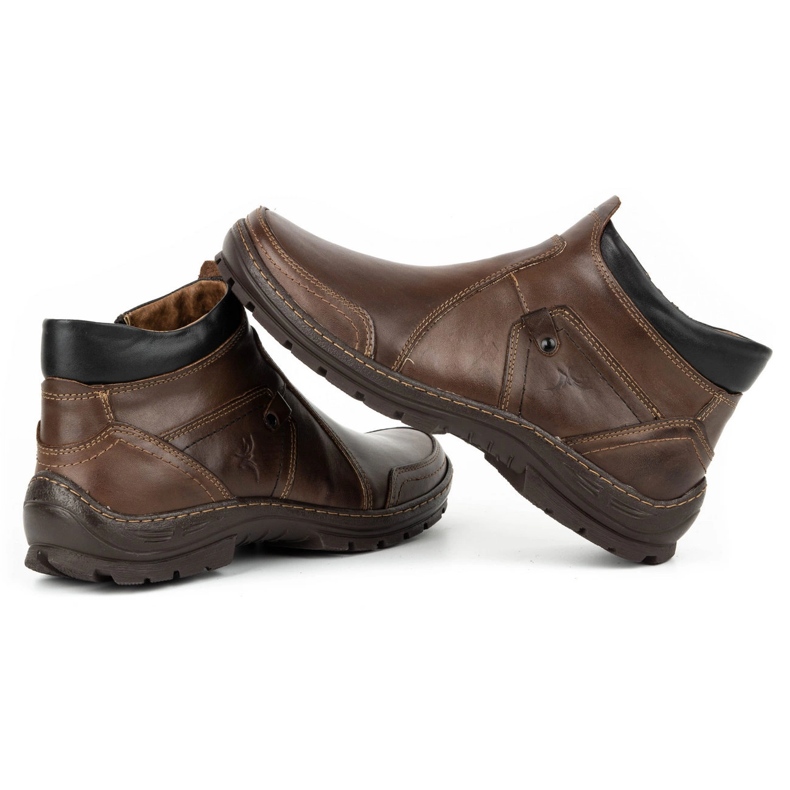 Olivier Botas masculinas de couro de inverno 352MP marrom escuro castanho 3