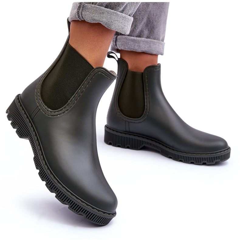 Galoshes foscos de deslizamento feminino verde 4