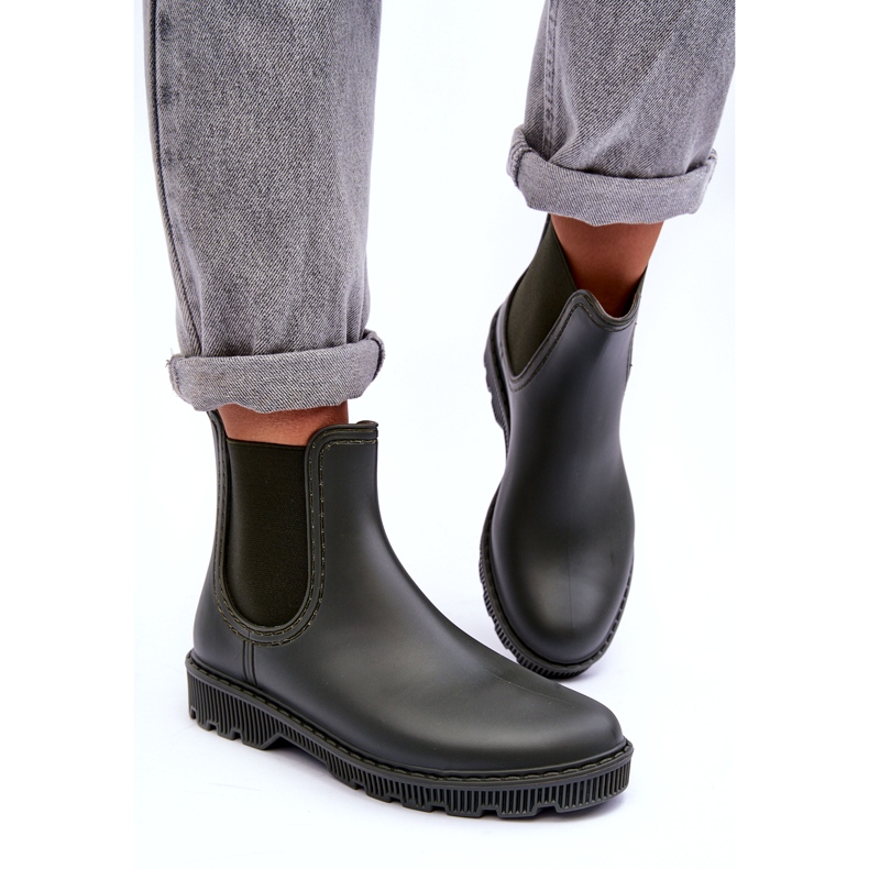 Galoshes foscos de deslizamento feminino verde 3