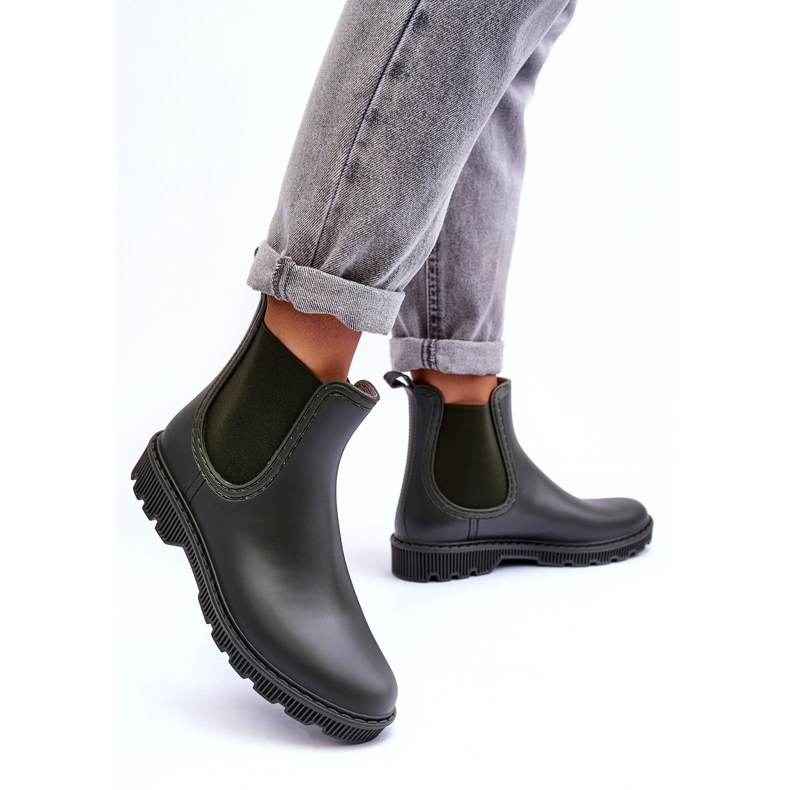 Galoshes foscos de deslizamento feminino verde 1