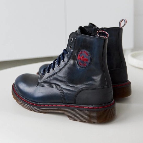 Sapatos de couro natural azul marinho Lee Cooper LCJP-20-01-014 1