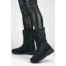 Botas de neve de inverno altas e confortáveis com zíperes de pele preto 1 Botas de neve de inverno altas e confortáveis com zíperes de pele preto 1