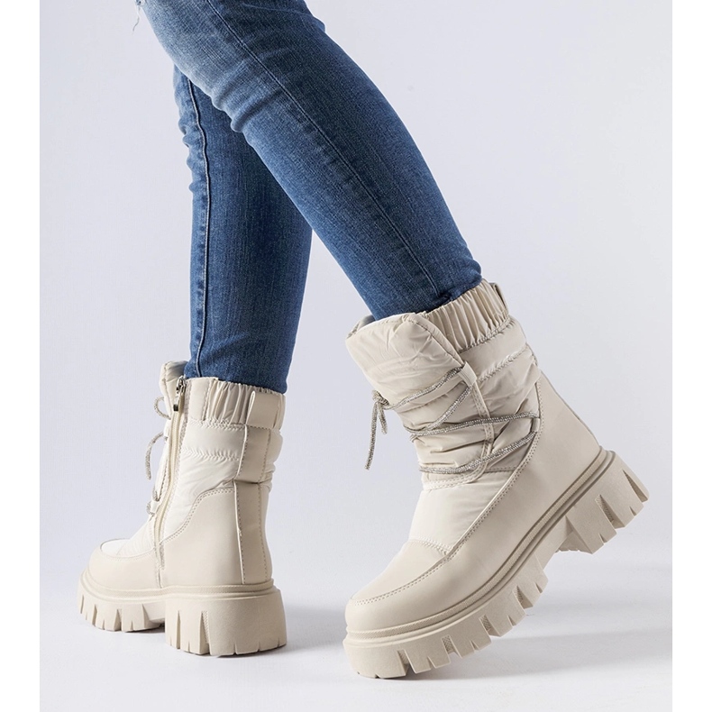 Botas de neve bege com strass Pettenasco 1