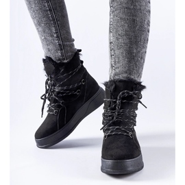 Botas de neve pretas na plataforma Rancourt preto 1