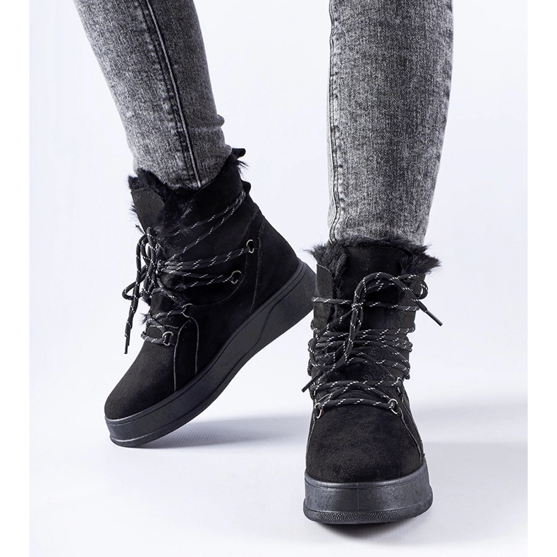 Botas de neve pretas na plataforma Rancourt preto 1