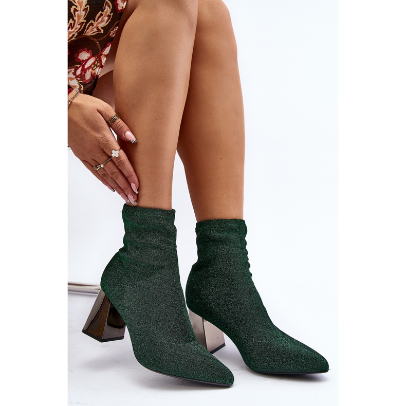 Botins de salto alto verdes brilhantes Sognota 2